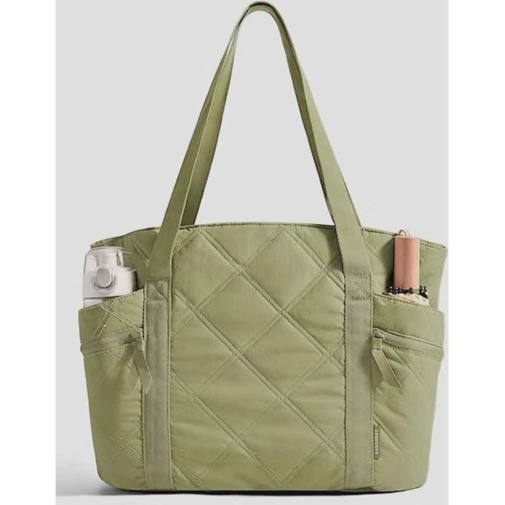 BAGSMART Tote Bag for Women, Lightweight Puffy For Travel , Gray/Green Travel